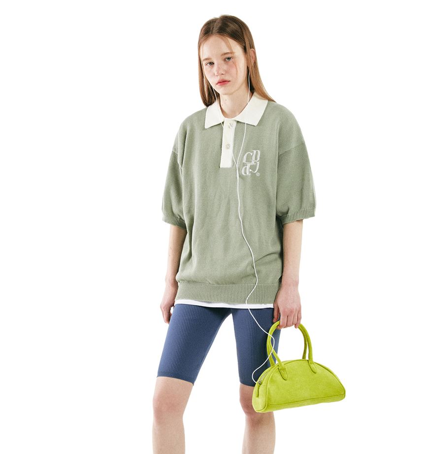 韓國CODEGRAPHY - CGP CONTRAST COLLAR SHIRTS KNIT_melon