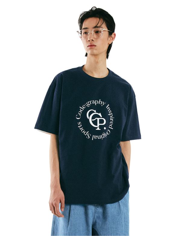韓國CODEGRAPHY - CIRCLE LOGO T-SHIRT_navy