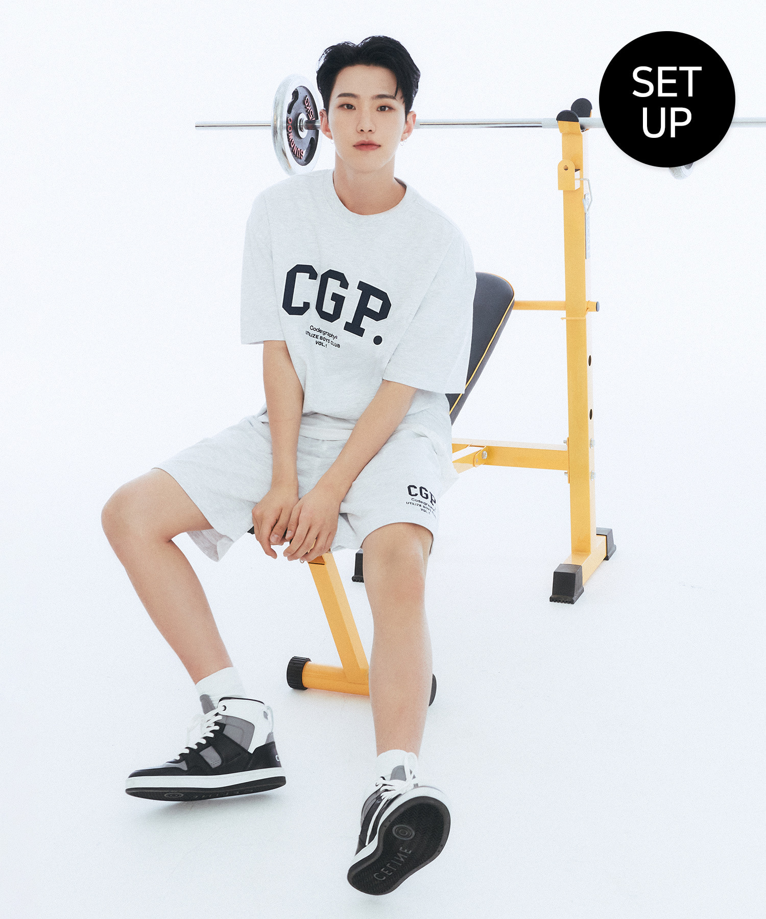 韓國CODEGRAPHY - [SET] CGP ARCH LOGO SHORT SLEEVE CREW NECK SET-UP_melange gray