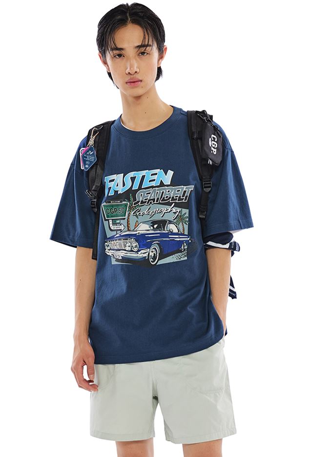 韓國CODEGRAPHY - CAR RACING GRAPHIC SHORT T-SHIRT_blue