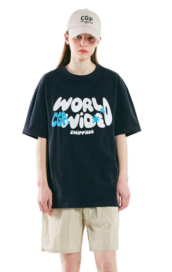 韓國CODEGRAPHY - WORLDWIDE SHORT T-SHIRT_navy
