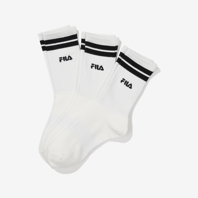 韓國FILA 間條長襪 3對 (白色)