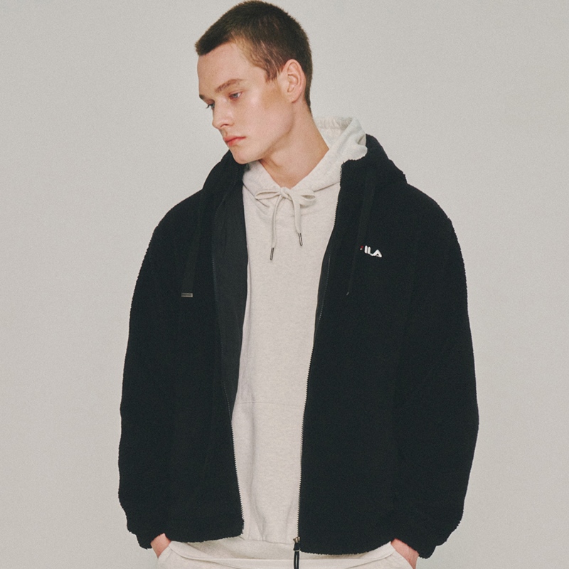 韓國FILA Uni Basic Soft Hoodie Boa Fleece (Black)