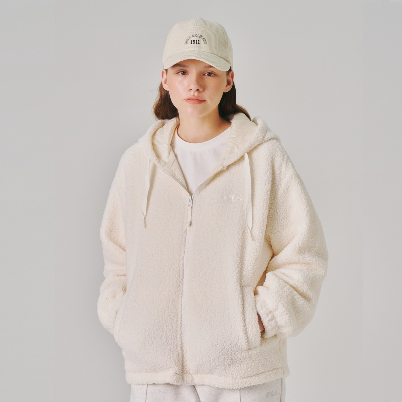 韓國FILA Women Basic Hoodie Boa Fleece (Cream)
