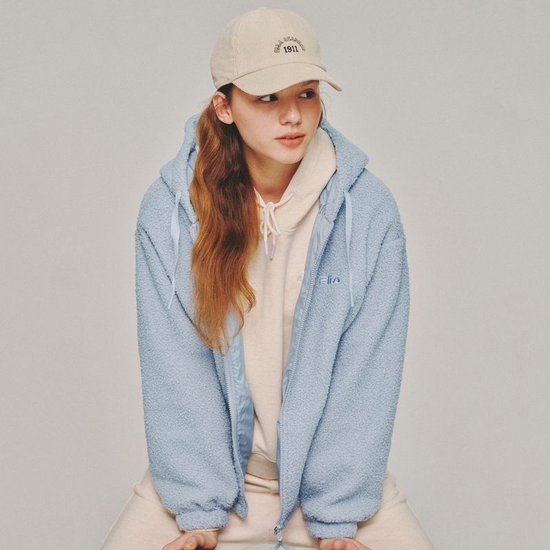 韓國FILA Women Basic Hoodie Boa Fleece (Light Blue)