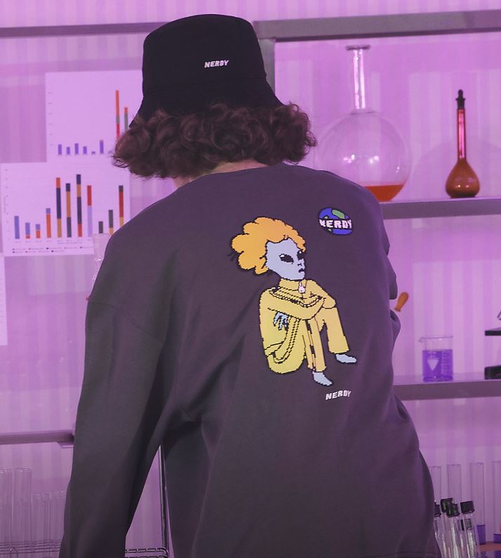 韓國 NERDY - Alien NY Track Sweatshirt Charcoal