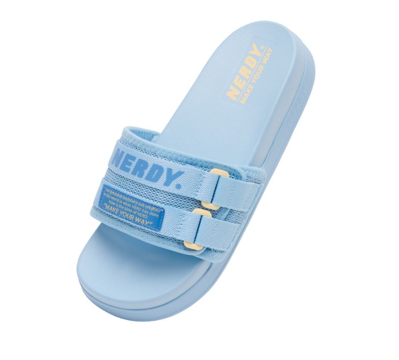 韓國 NERDY - Webbing Platform Slide Sky Blue