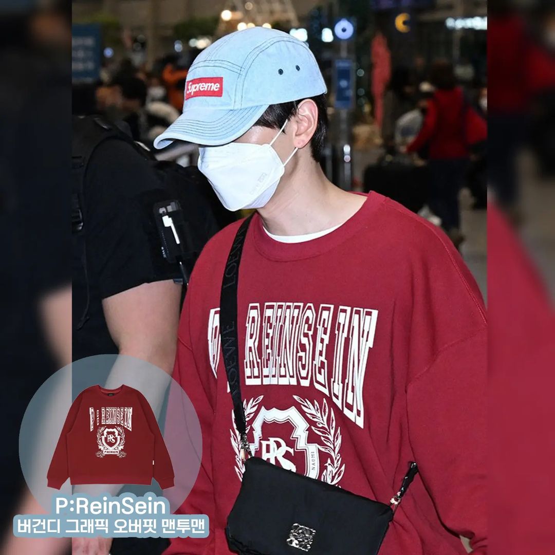 韓國REINSEIN - Burgundy Graphic Overfit Sweatshirts| 銀赫 同款