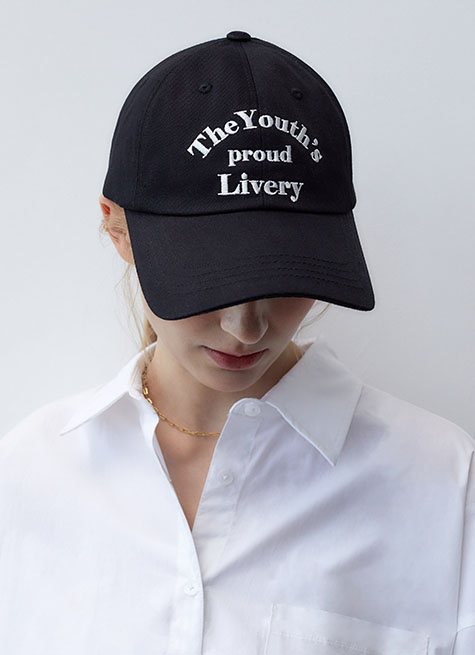 韓國ITER - EMBROIDERY SLOGAN COTTON BALL CAP_BLACK