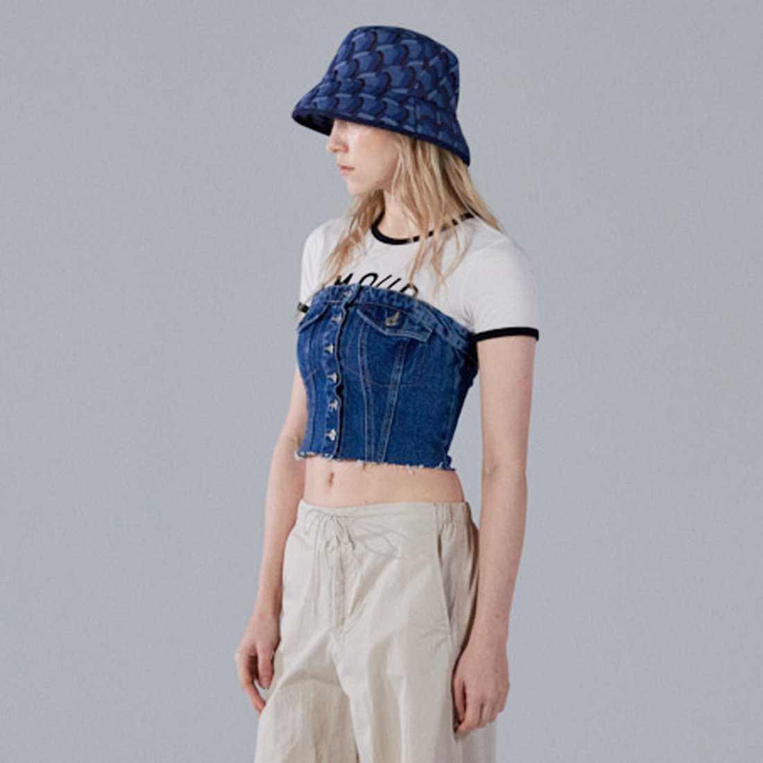 韓國ROSA.K - JEANS MONOGRAM BUCKET HAT