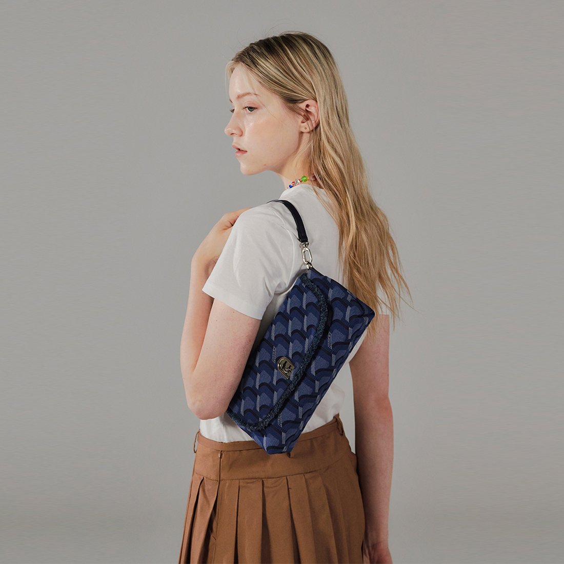 韓國ROSA.K - JEANS MONOGRAM BAGUETTE_MM