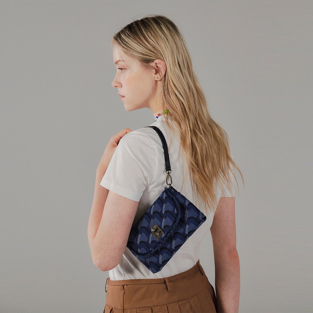 韓國ROSA.K - JEANS MONOGRAM BAGUETTE_SS