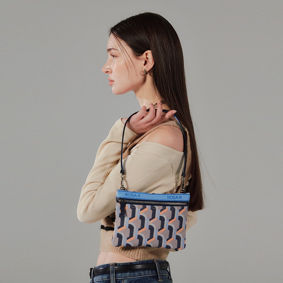 韓國ROSA.K - JARDIN MONOGRAM CLUTCH NAVY_SS