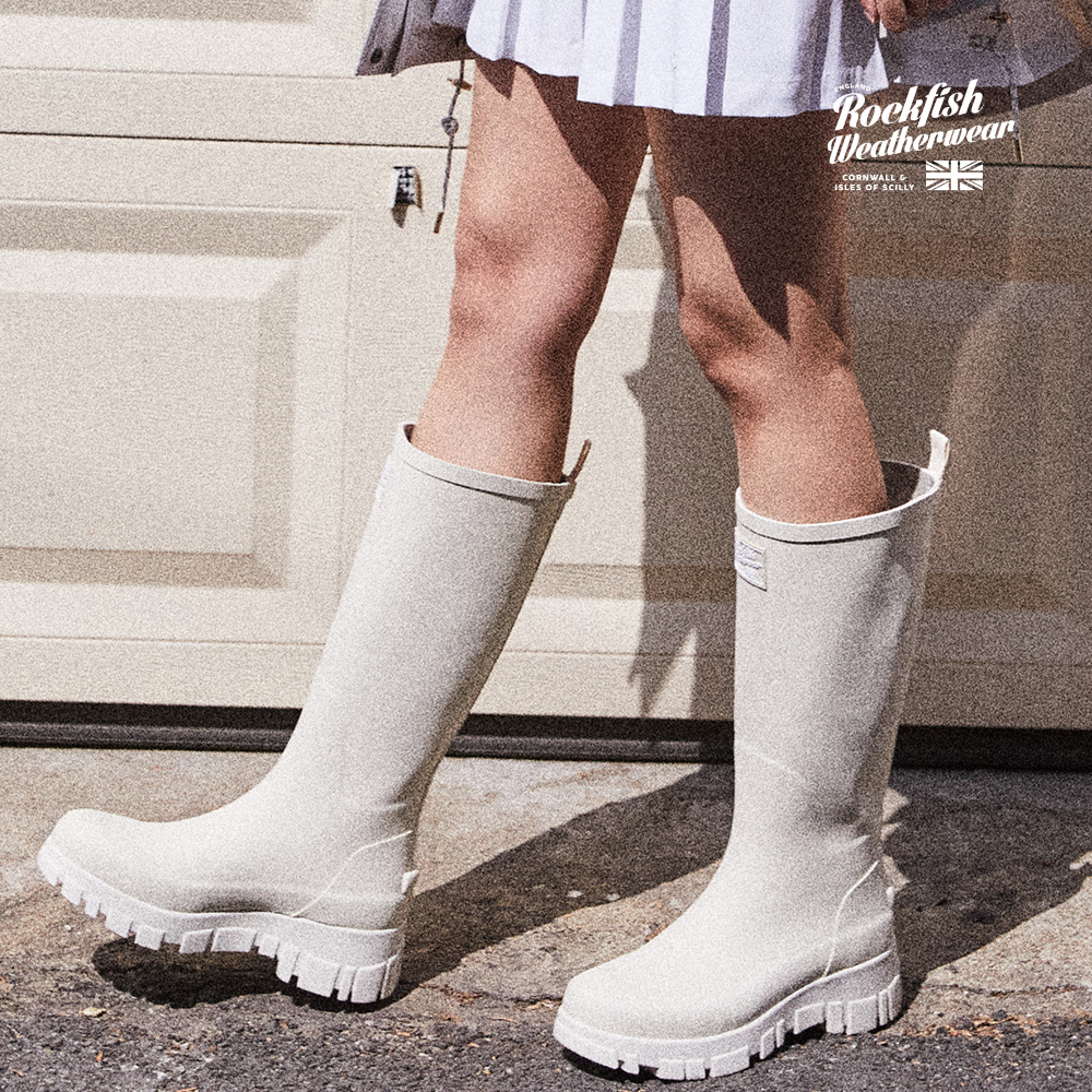 韓國Rockfish Weatherwear - FLATFORM RAIN BOOTS LONG - CREAM
