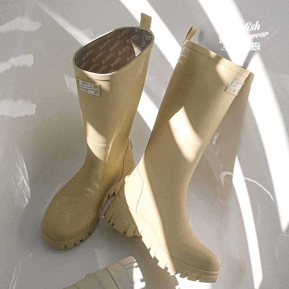 韓國Rockfish Weatherwear - FLATFORM RAIN BOOTS LONG - BUTTER