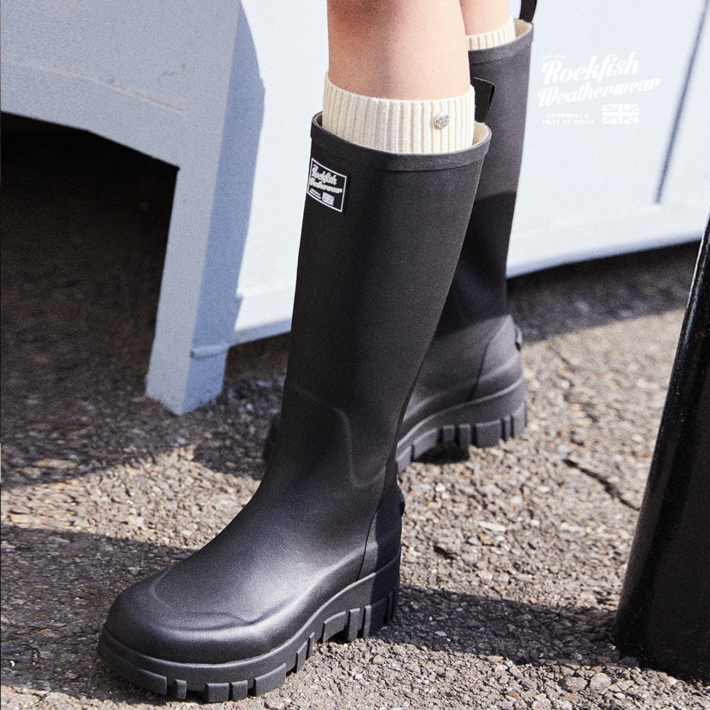 韓國Rockfish Weatherwear - FLATFORM RAIN BOOTS LONG - BLACK
