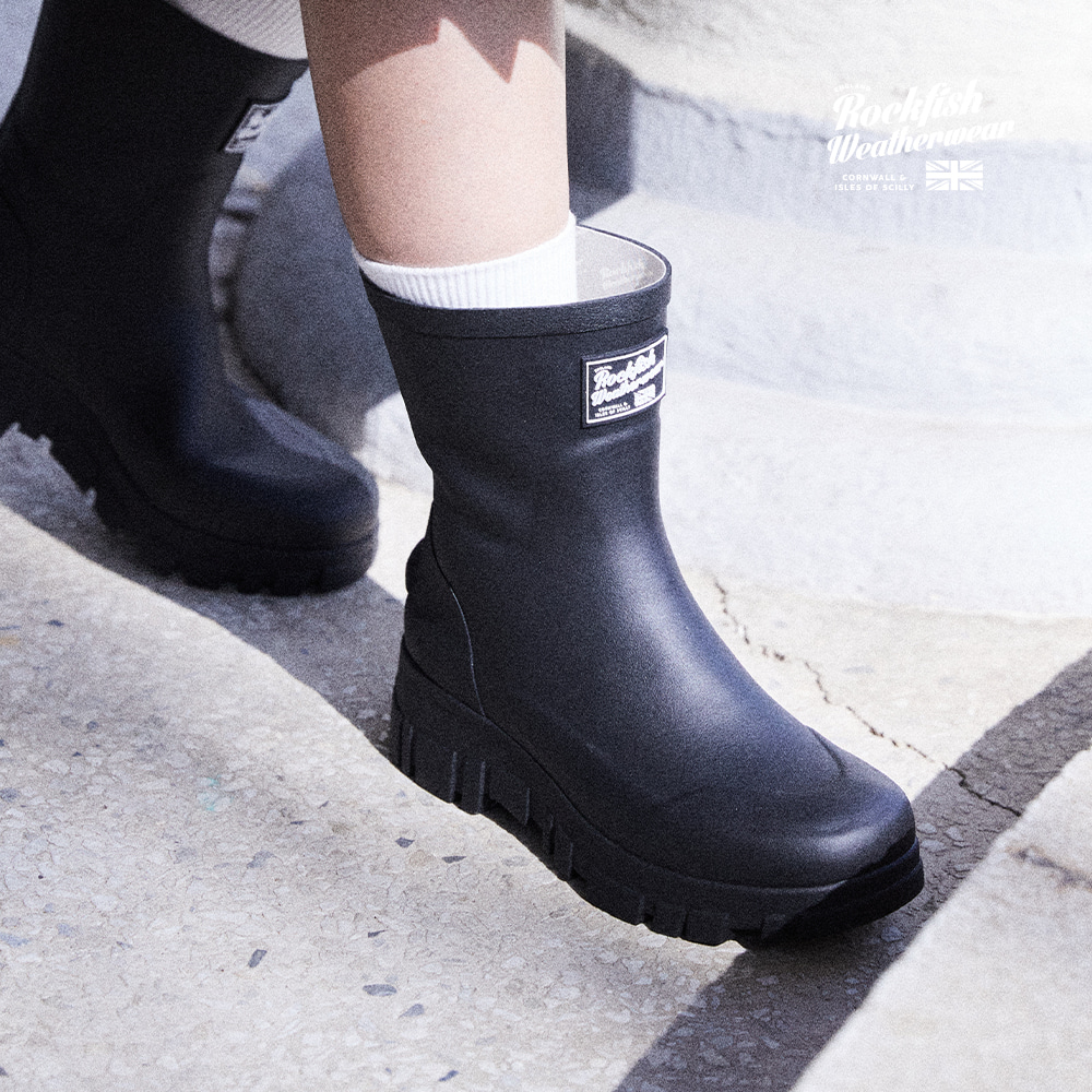 韓國Rockfish Weatherwear - FLATFORM RAIN BOOTS MIDDLE - BLACK