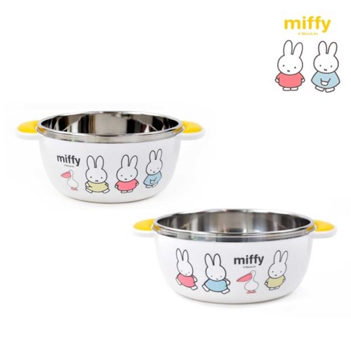 【韓國直送】Miffy 白色不鏽鋼碗套裝|화이트 미피 스텐 논슬립 공기 대접 세트