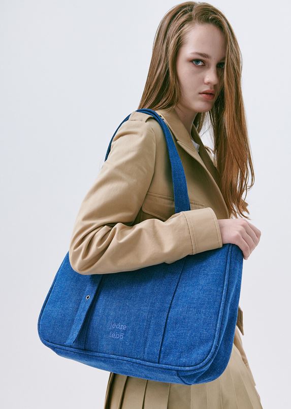韓國JEDREFEB5 - Slant large shoulder bag_blue