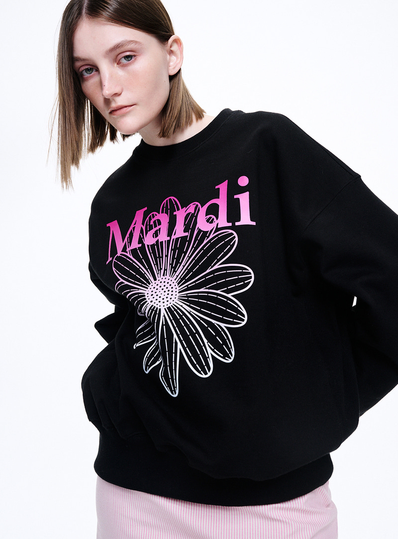 韓國MARDI MERCREDI - SWEATSHIRT FLOWERMARDI GRADATION (BLACK PINK)