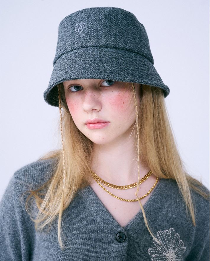 韓國MARDI MERCREDI - WOOL BUCKET HAT HERRINGBONE MRCD (GREY GREY)